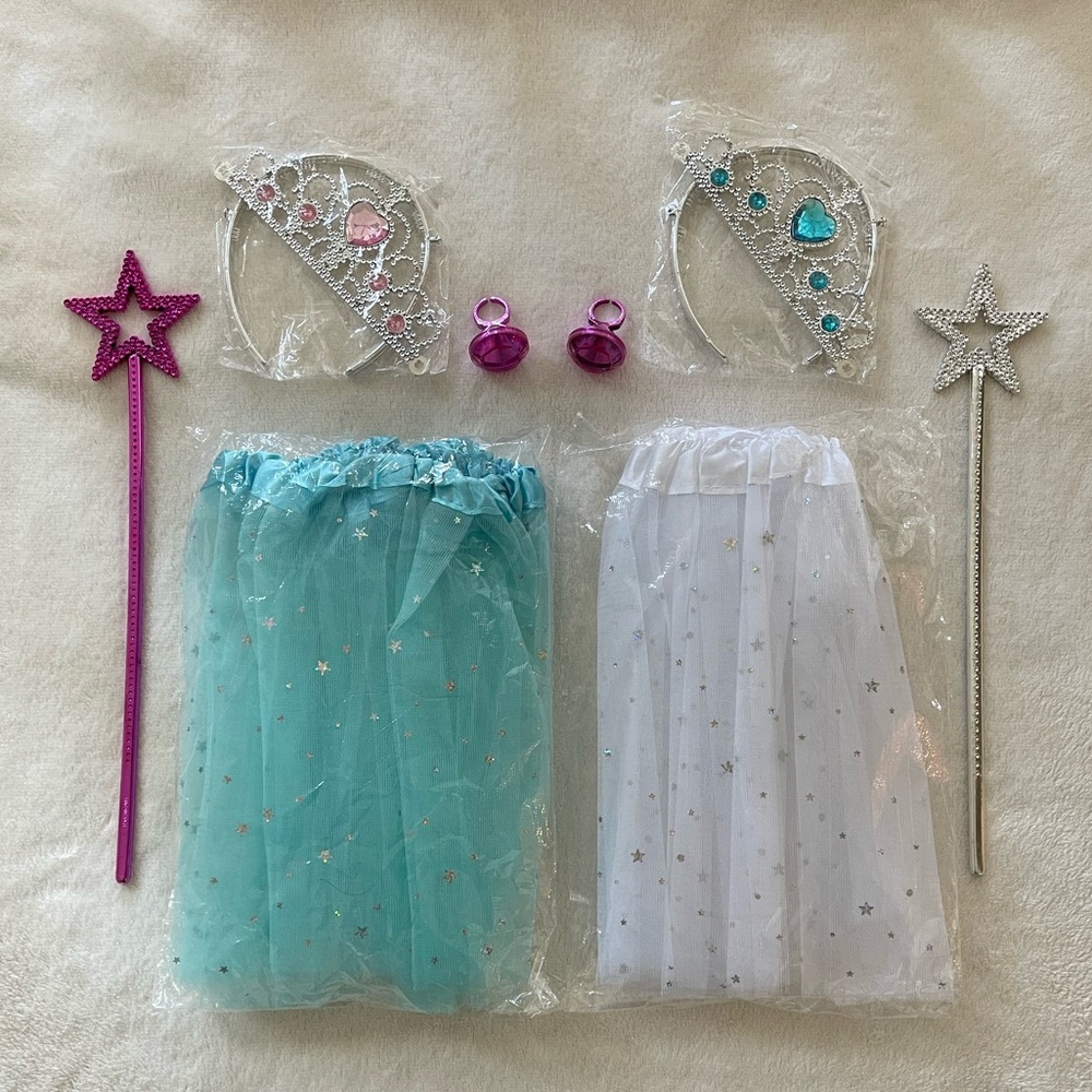 NEW 8-piece Princess Dress Up Bundle for 2 girls